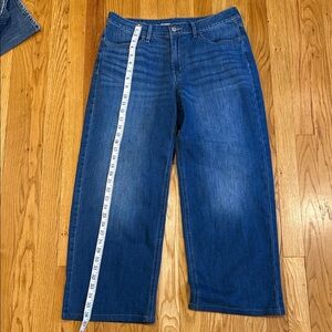 Old Navy Wide Leg Jeans Dark Wash High Rise Baggy Denim Size 12
